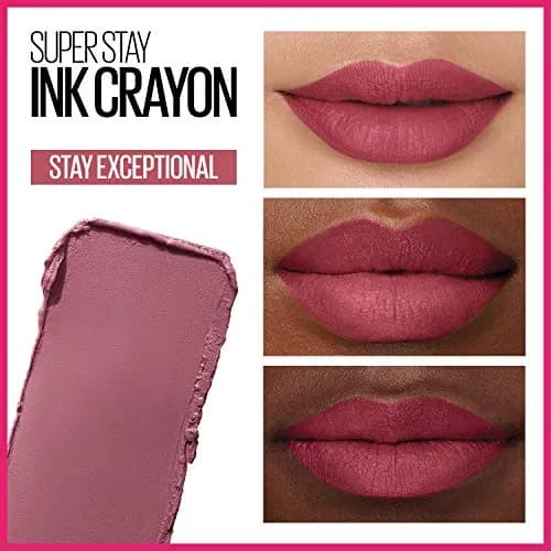 Maybelline Super Stay Ink Crayon Lipstick Makeup, Stay Exceptional Purple Beige 0.04 oz (1.13 g) | Longwear Matte Lip Color thumbnail 3