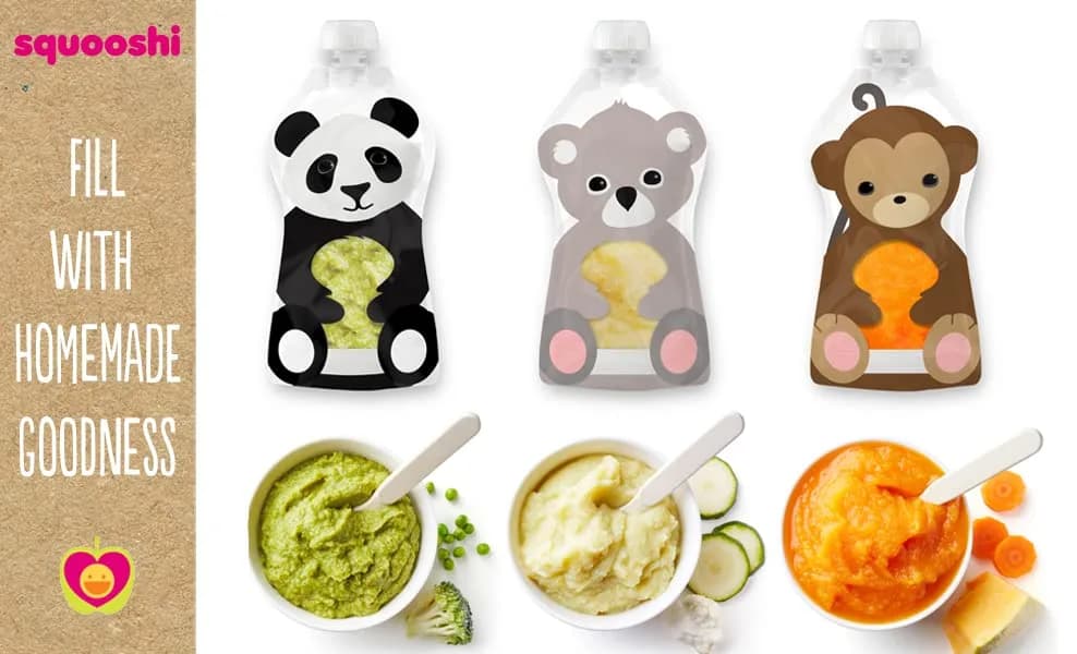 SQUOOSHI Reusable Baby Food Pouches 6 Pack | 3.4 oz | BPA-Free, Dishwasher Safe, Freezer Safe thumbnail 8