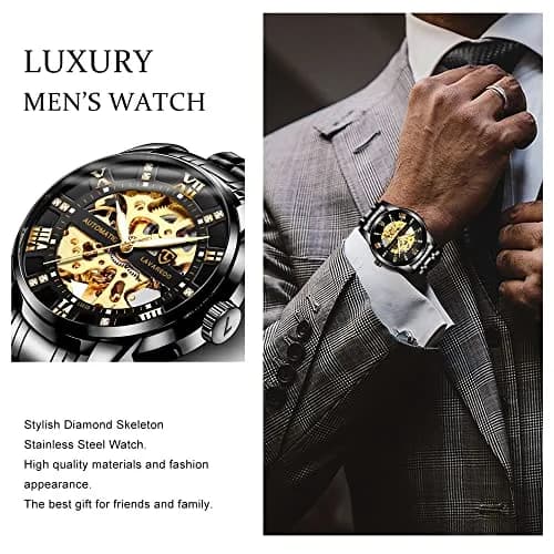 A ALPS Automatic Mechanical Watch for Men | 41mm Stainless Steel Skeleton Dial, 30M Water Resistant thumbnail 5