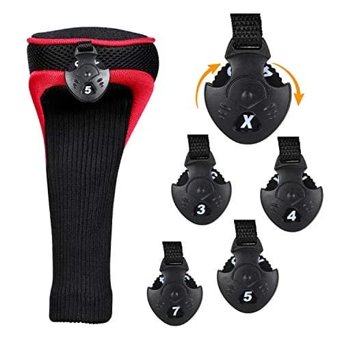 LONGCHAO Red/Black Golf Head Covers Driver 1 3 5 7 X | Thick Neoprene Protects Clubs thumbnail 2