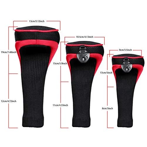 LONGCHAO Red/Black Golf Head Covers Driver 1 3 5 7 X | Thick Neoprene Protects Clubs thumbnail 3