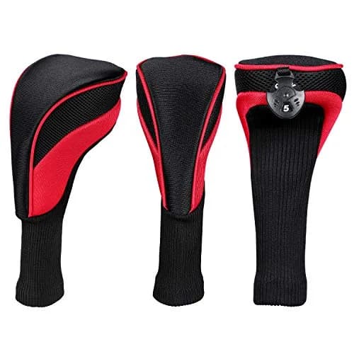 LONGCHAO Red/Black Golf Head Covers Driver 1 3 5 7 X | Thick Neoprene Protects Clubs thumbnail 4
