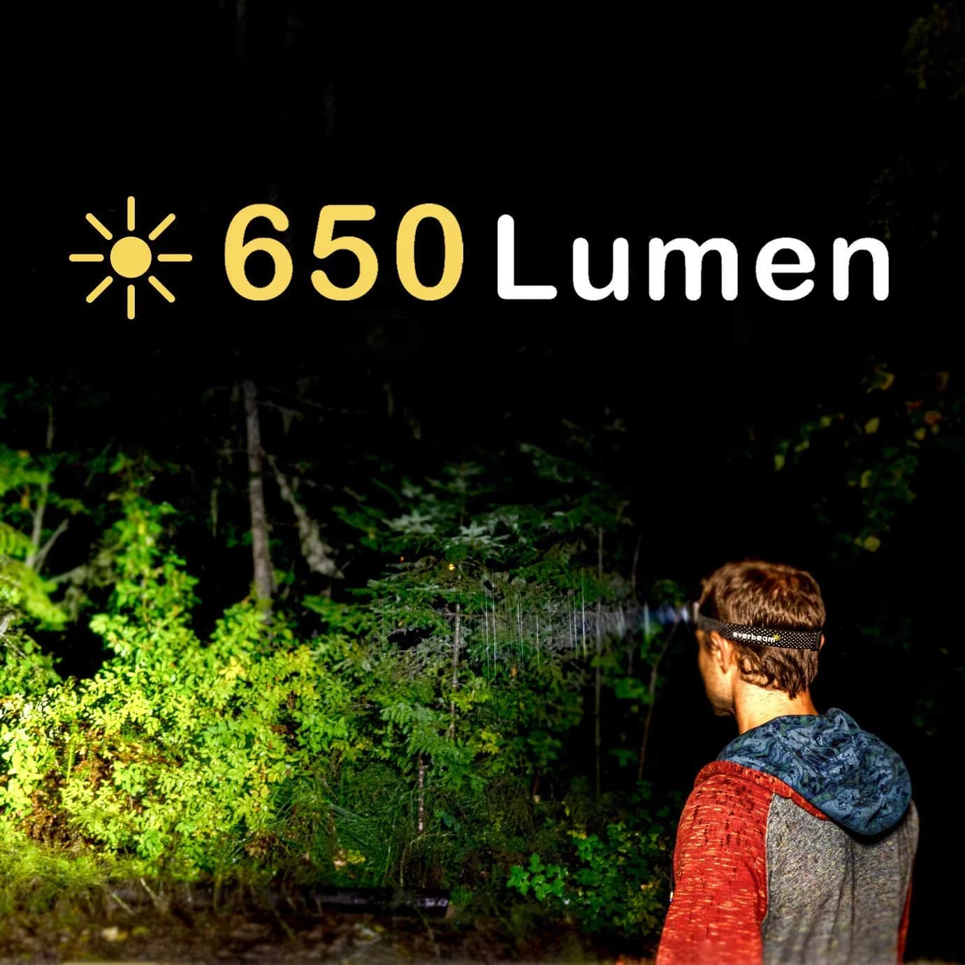 Everbeam H6 Pro LED Headlamp with Motion Sensor, 650 Lumen Brightness, 20 Hours Runtime, 1200mAh USB Rechargeable Battery | 72g (2.5oz) Lightweight - view 2