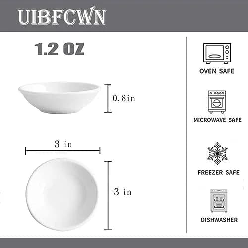 UIBFCWN 12 Pack Ceramic Dipping Bowls 1.2 Oz (35 ml) | Small White Sauce Dishes for Sushi & Condiments thumbnail 2