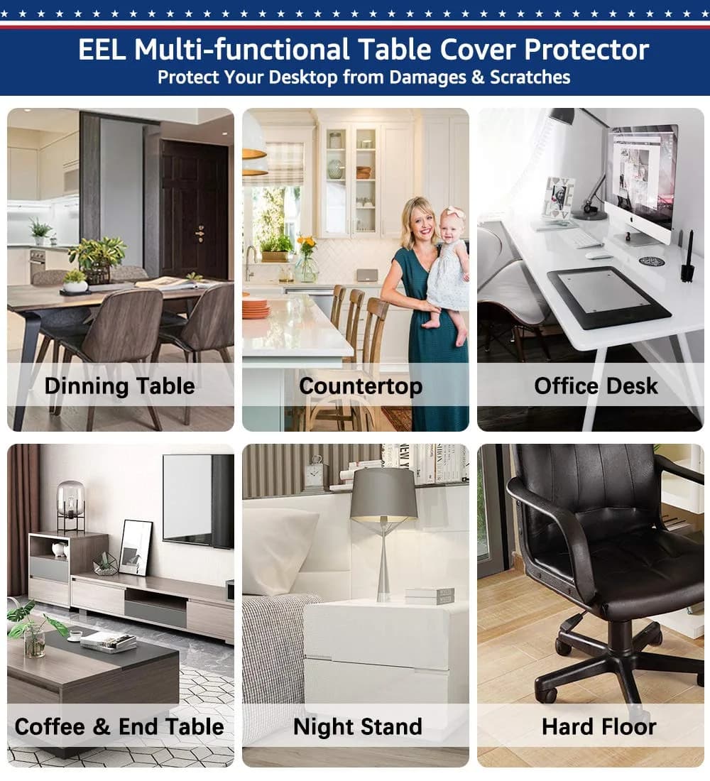 Easy Easy Life Clear Desk Pad Protector 24 x 60 Inch (61 cm x 152 cm) | Protects Desks from Scratches and Spills - view 6