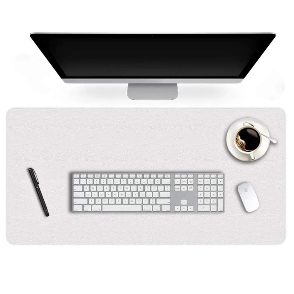Easy Easy Life White PU Leather Desk Pad 91.44cm (36 Inch) | Waterproof & Heat-Resistant Table Protector — Ivory White