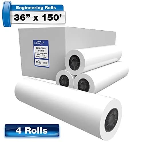 Alliance Wide Format Paper CAD Bond Rolls 36" x 300 Ft | 20lb, White, Laser & Inkjet Compatible thumbnail 5