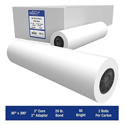 Alliance Wide Format Paper CAD Bond Rolls 36" x 300 Ft | 20lb, White, Laser & Inkjet Compatible thumbnail 2