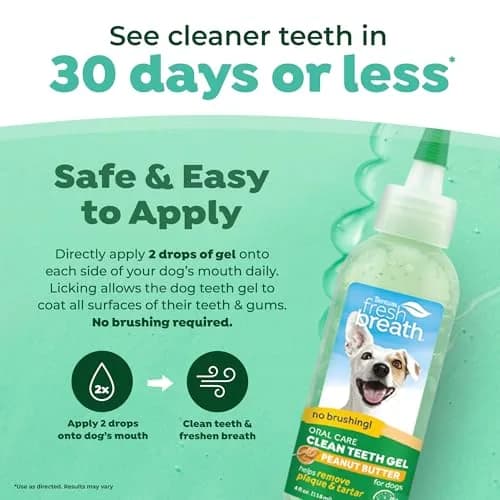 TropiClean No Brush Dog Toothpaste Peanut Butter 4oz (118ml) | Freshens Breath & Removes Plaque thumbnail 3