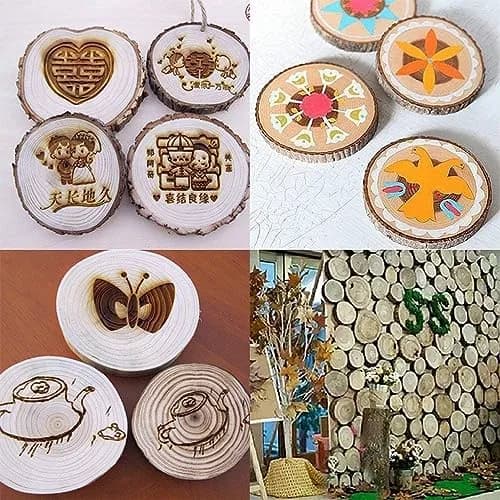 William Craft Natural Wood Slices 10 Pcs 11-12cm (4.2-4.7 inch) | Rustic DIY Craft Wood Circles with Bark thumbnail 3