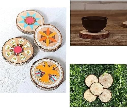 William Craft Natural Wood Slices 10 Pcs 11-12cm (4.2-4.7 inch) | Rustic DIY Craft Wood Circles with Bark thumbnail 4