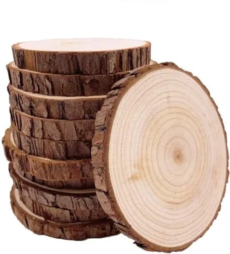 William Craft Natural Wood Slices 10 Pcs 11-12cm (4.2-4.7 inch) | Rustic DIY Craft Wood Circles with Bark thumbnail 1