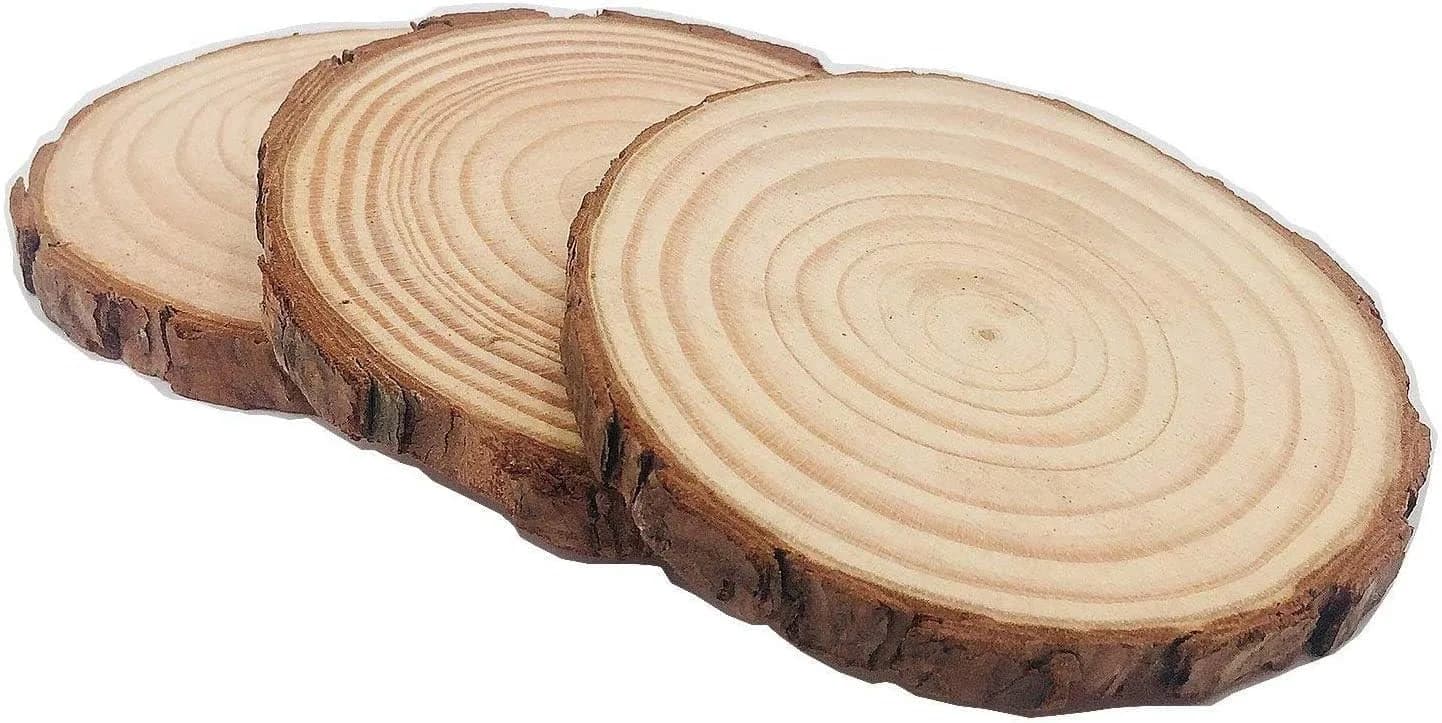 William Craft Natural Wood Slices 10 Pcs 11-12cm (4.2-4.7 inch) | Rustic DIY Craft Wood Circles with Bark - view 2