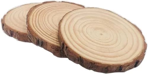 William Craft Natural Wood Slices 10 Pcs 11-12cm (4.2-4.7 inch) | Rustic DIY Craft Wood Circles with Bark thumbnail 2