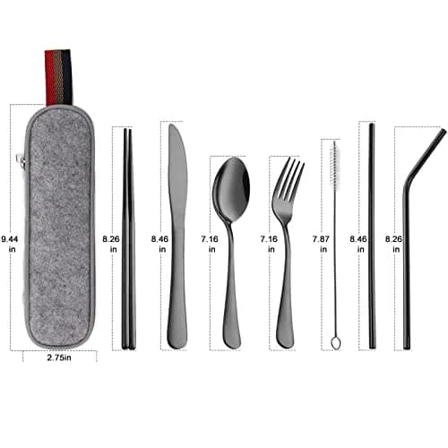 DEVICO Full-Size Travel Silverware Set with Case | Durable 18/8 Stainless Steel Flatware for Camping & Daily Use thumbnail 6