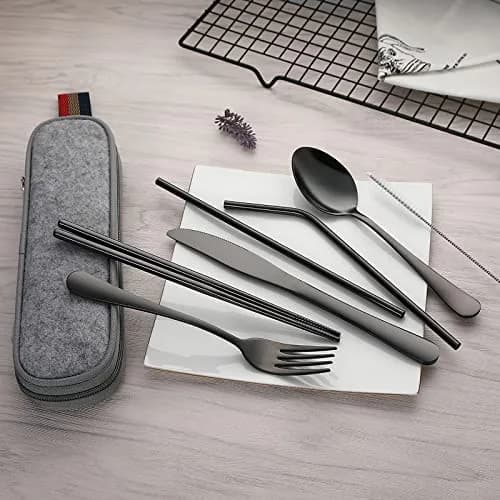 DEVICO Full-Size Travel Silverware Set with Case | Durable 18/8 Stainless Steel Flatware for Camping & Daily Use thumbnail 7