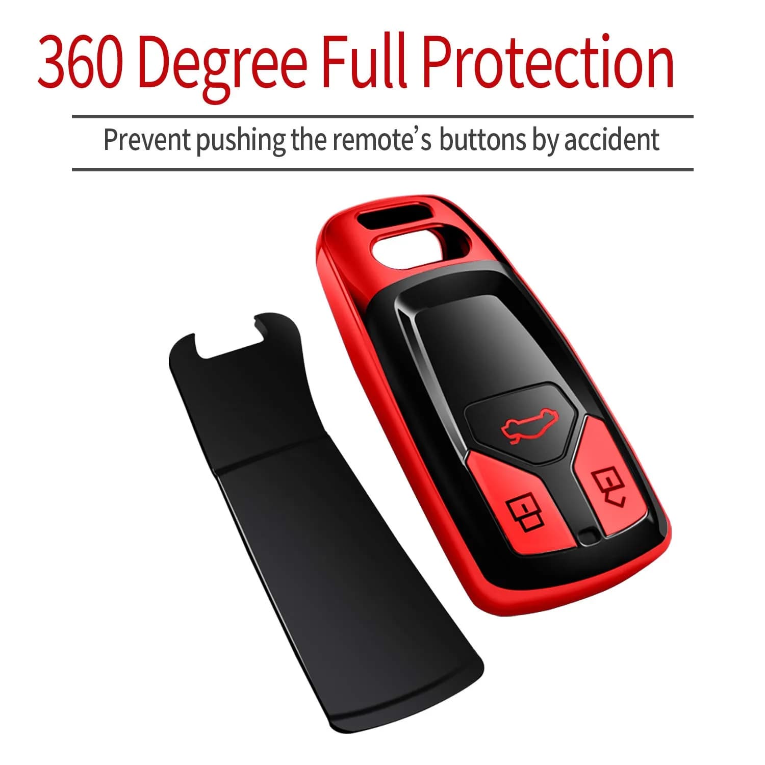 Tukellen Red Soft TPU Key Fob Cover for Audi A4 Q7 Q5 TT A3 A6 SQ5 R8 S5 Smart Key | 360° Protection - view 3