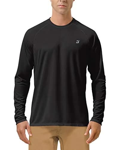 Roadbox UPF 50+ Long Sleeve Rash Guard Shirt for Men | UV Sun Protection, Quick Dry, Breathable (3X-Large, Black) thumbnail 1
