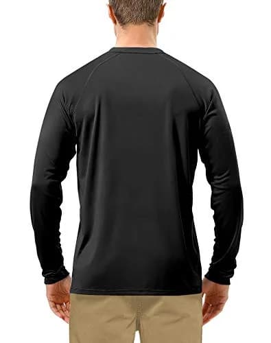 Roadbox UPF 50+ Long Sleeve Rash Guard Shirt for Men | UV Sun Protection, Quick Dry, Breathable (3X-Large, Black) thumbnail 2