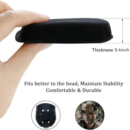 AOUTACC Universal Airsoft Helmet Pads, Replacement Foam Padding Kit for FAST/ACH/MICH Helmets, Black (9 Pads + 10 Hook Circles) thumbnail 2