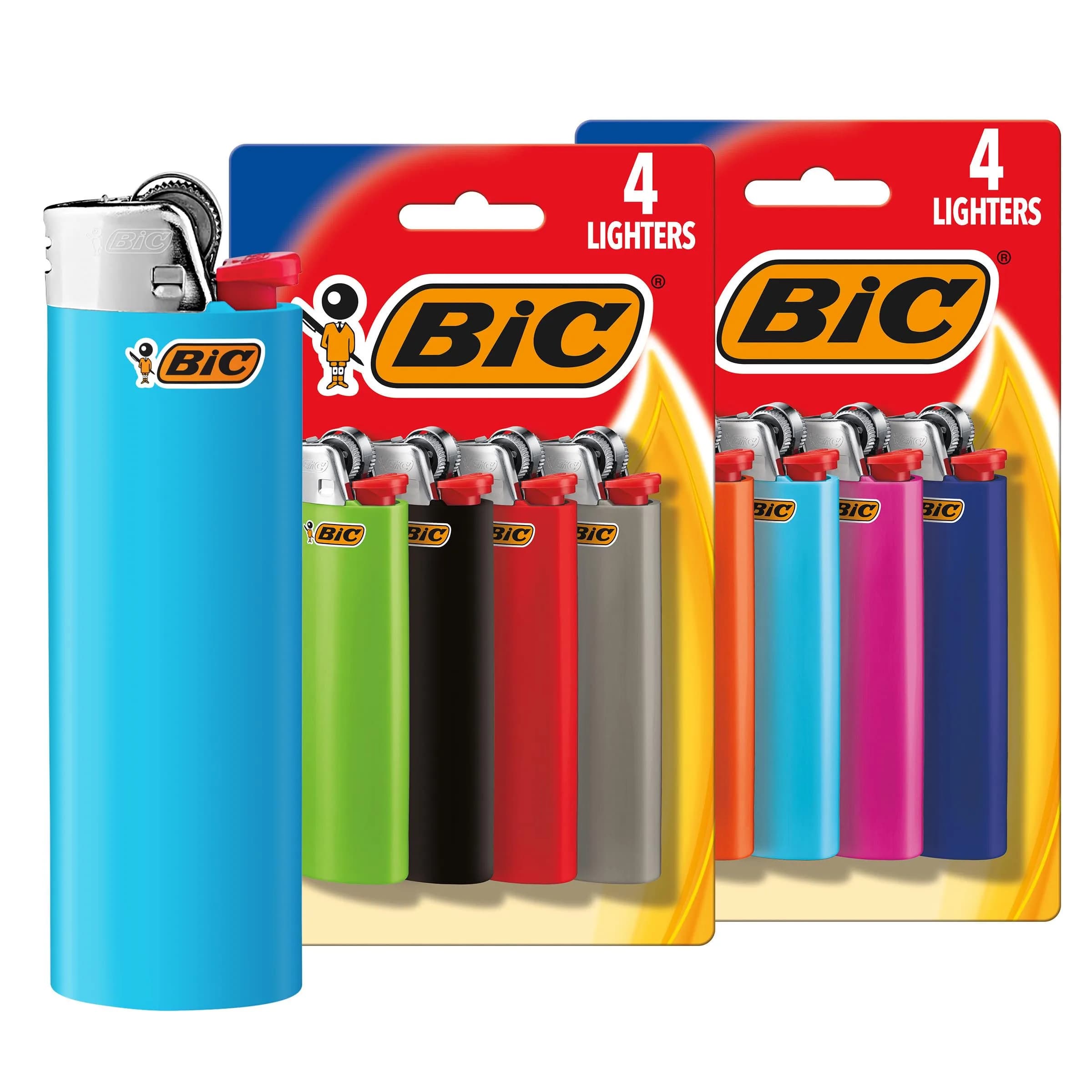 BIC Classic Maxi Pocket Lighter 8-Pack Assorted Colors | Child-Resistant, Up to 2x Lights vs Competitor