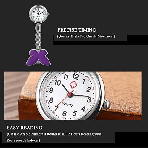 Avaner Butterfly Nurse Watch Clip-On Analog Quartz Fob Pocket Watch 2.6cm thumbnail 3