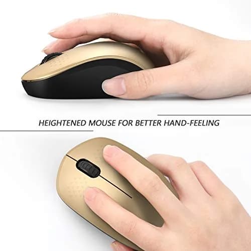 seenda Wireless Mouse for Laptop, 2.4G Noiseless Computer Mouse, Black&Gold | 101mm (4.5in) Length, 50mm (2.8in) Width, 32mm (1.25in) Height thumbnail 4