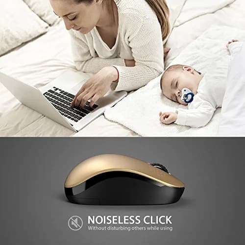 seenda Wireless Mouse for Laptop, 2.4G Noiseless Computer Mouse, Black&Gold | 101mm (4.5in) Length, 50mm (2.8in) Width, 32mm (1.25in) Height thumbnail 2