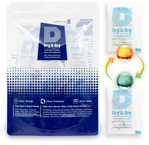 Dry & Dry 5 Gram Orange Silica Gel Packets | Food Safe & Reusable Moisture Absorbers (70-120 chars) thumbnail 1