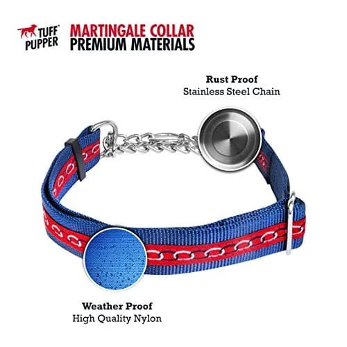 Tuff Pupper Martingale Dog Collar for Small Dogs (12-20" Neck) | Gentle Nylon & Stainless Steel Chain for Training thumbnail 4