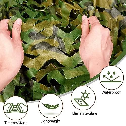 Yeacool Woodland Camo Netting 2m x 1.5m (6.5ft x 4.9ft) | Lightweight, Waterproof, Noise-Free for Hunting & Privacy thumbnail 2