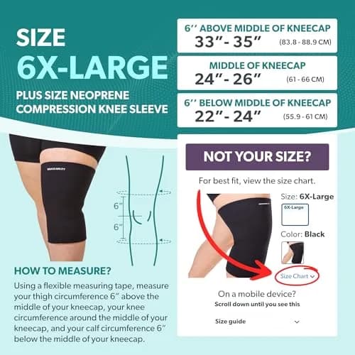 BraceAbility Plus Size Knee Sleeve 6XL Black | Orthopedic Brace for Arthritis Joint Pain thumbnail 2