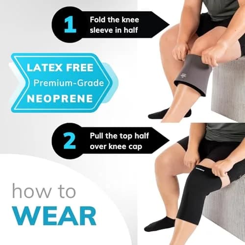BraceAbility Plus Size Knee Sleeve 5XL Black | FDA Approved Orthopedic Brace for Arthritis Joint Pain Relief thumbnail 6
