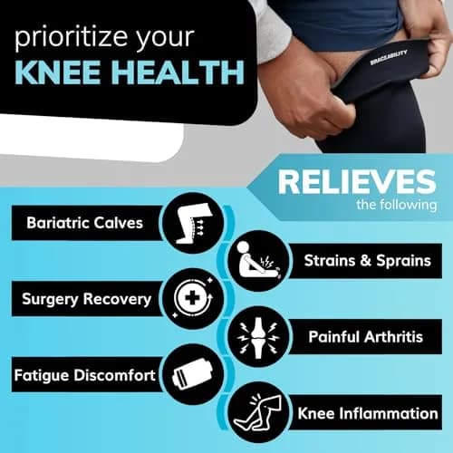 BraceAbility Plus Size Knee Sleeve 5XL Black | FDA Approved Orthopedic Brace for Arthritis Joint Pain Relief thumbnail 3