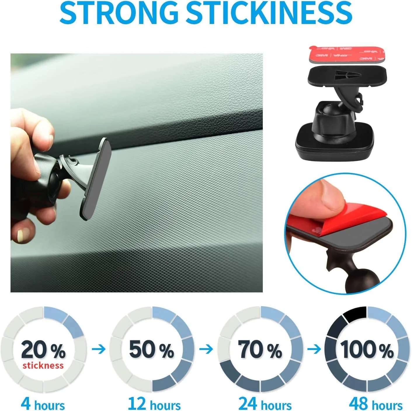 APPS2Car Grey 3M VHB Adhesive Pads 4.8cm x 2.8cm | Strong Double-Sided Tape for Car Mounts - view 5