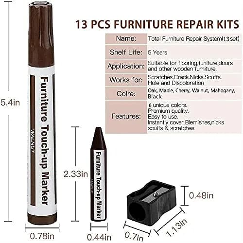 DAIXISM Furniture Repair Kit 13-Piece Set | Wood Markers & Wax Sticks for Scratches, Floors, Tables, Desks thumbnail 2