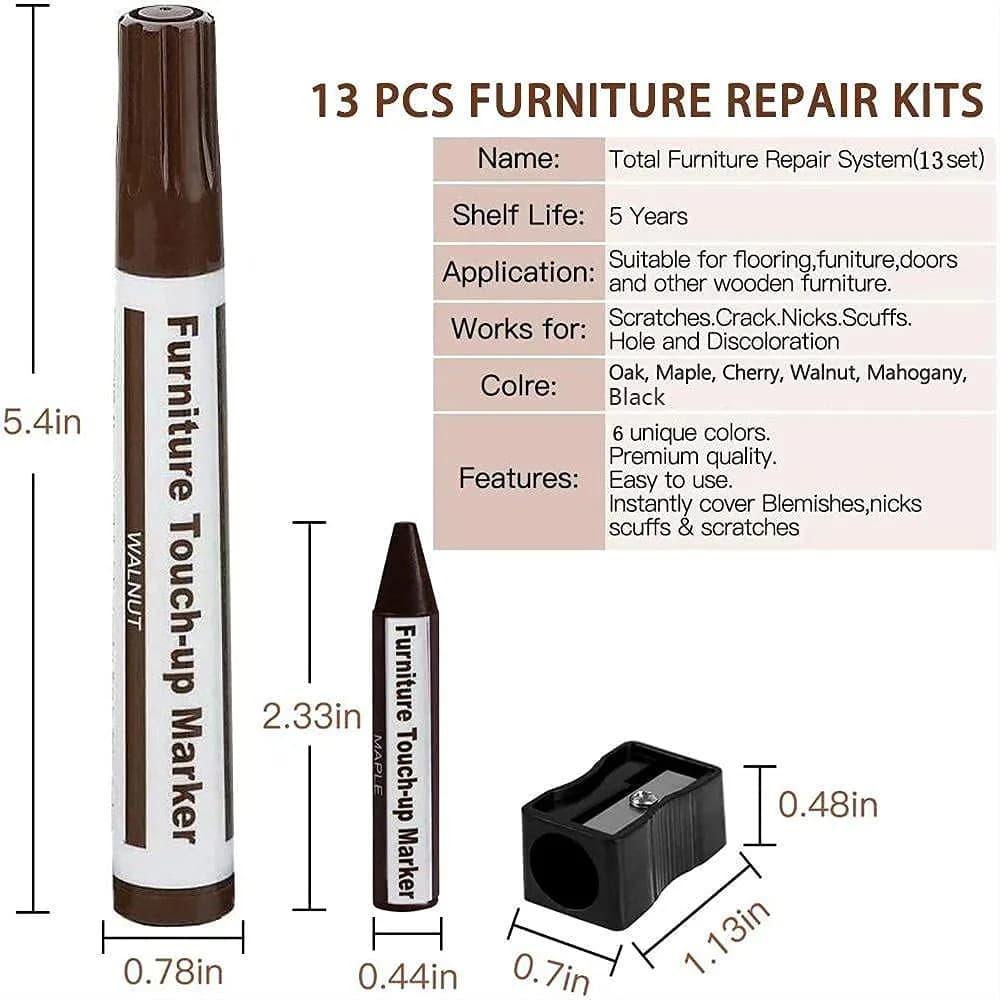 DAIXISM Furniture Repair Kit 13-Piece Set | Wood Markers & Wax Sticks for Scratches, Floors, Tables, Desks - view 2