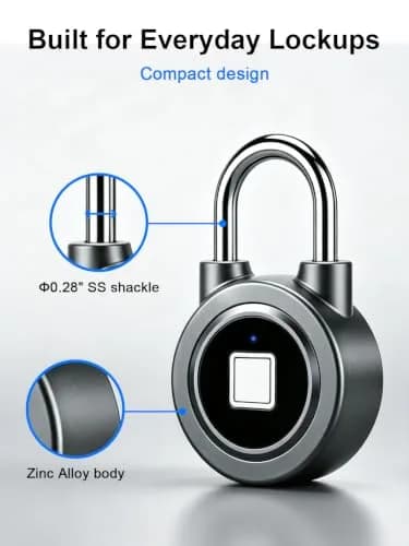 MEGAFEIS Fingerprint Padlock Grey | Biometric Keyless Lock with Bluetooth App Control & IP65 Waterproofing thumbnail 7