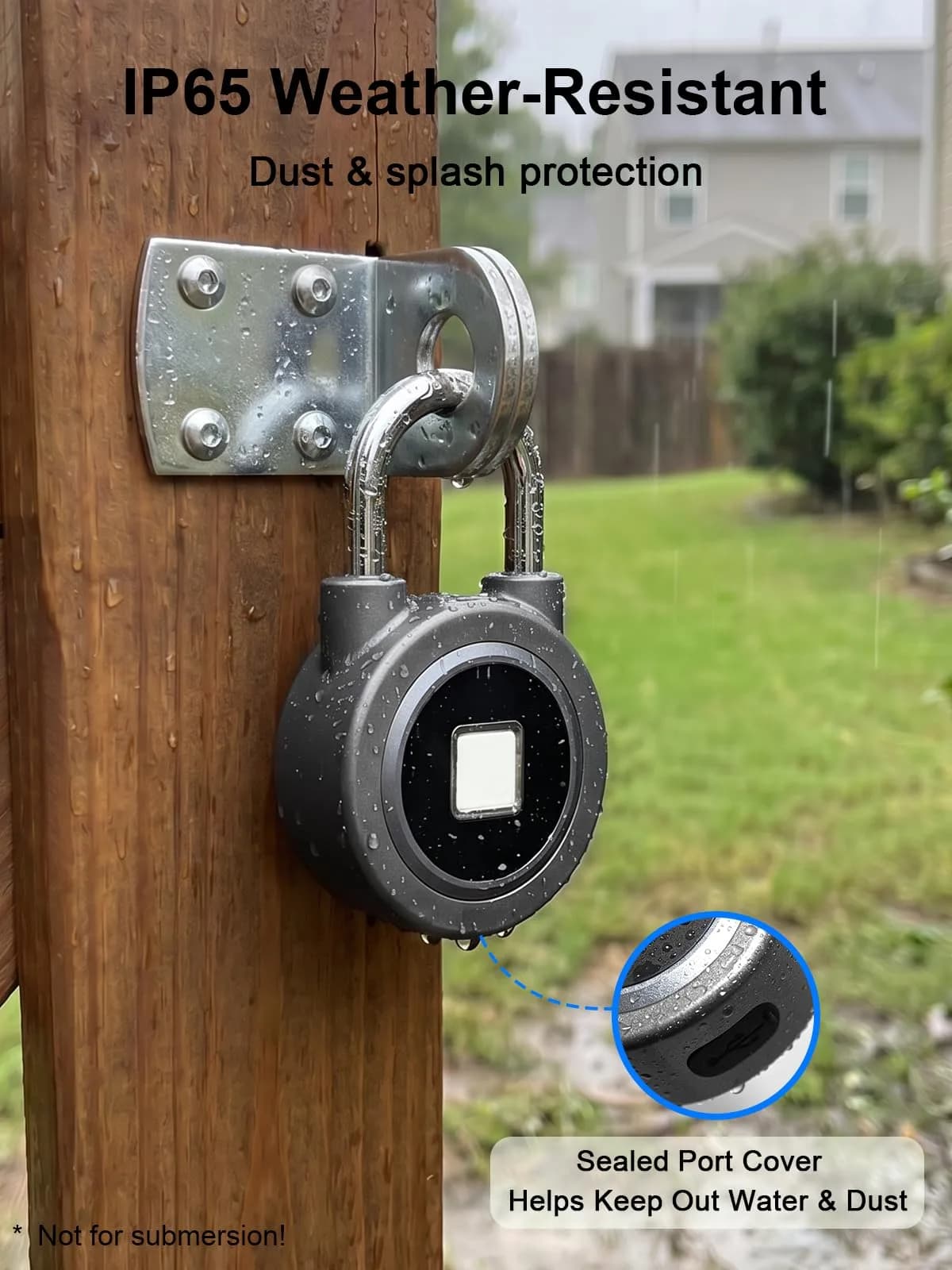 MEGAFEIS Fingerprint Padlock Grey | Biometric Keyless Lock with Bluetooth App Control & IP65 Waterproofing - view 9