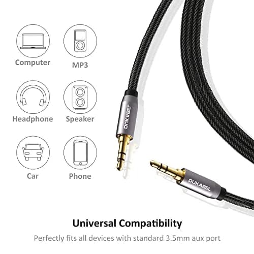 DUKABEL 3.5mm Male to Male Aux Cable 26 Feet (7.9m) | Nylon-Braided Stereo Audio Extension Cord thumbnail 3
