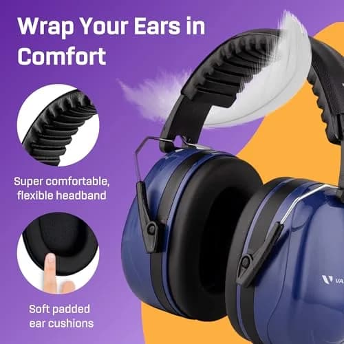 Vanderfields Noise Reduction Earmuffs for Adults - 35 dB (2K Hz) Protection Headphones | ANSI & CE Certified thumbnail 4