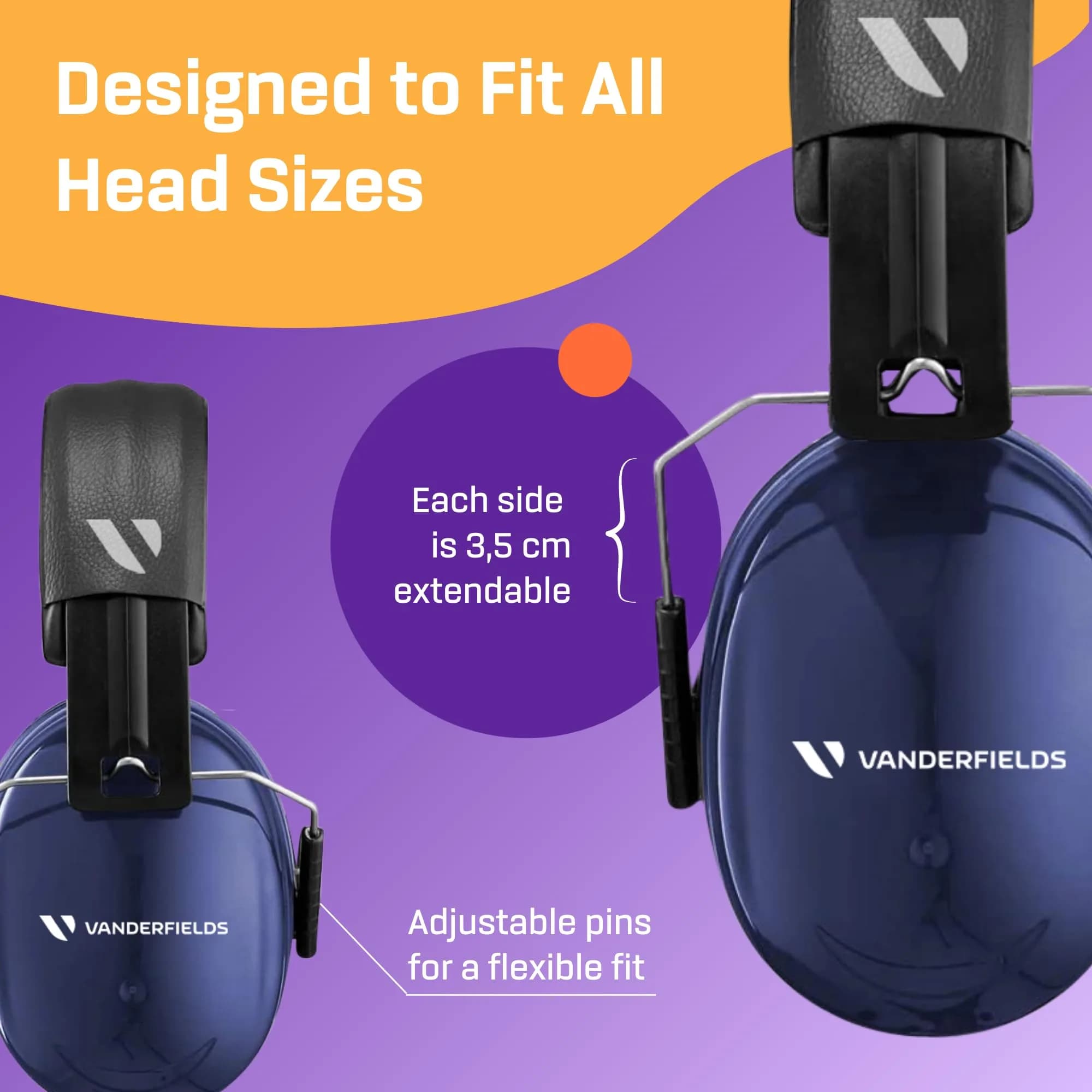Vanderfields Noise Reduction Earmuffs for Adults - 35 dB (2K Hz) Protection Headphones | ANSI & CE Certified - view 7