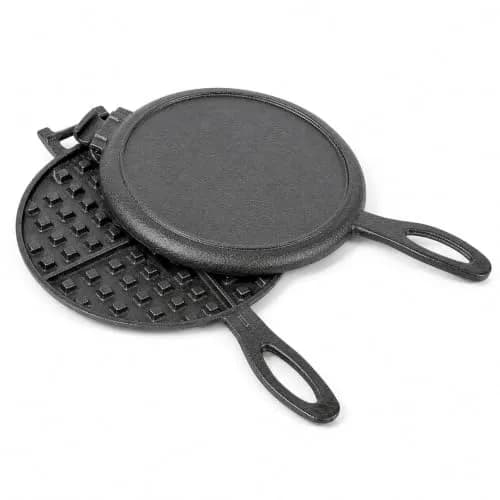 HAWOK Cast Iron Waffle Maker 6.7 Inch Round Pre-Seasoned for Stovetop & Camping thumbnail 1