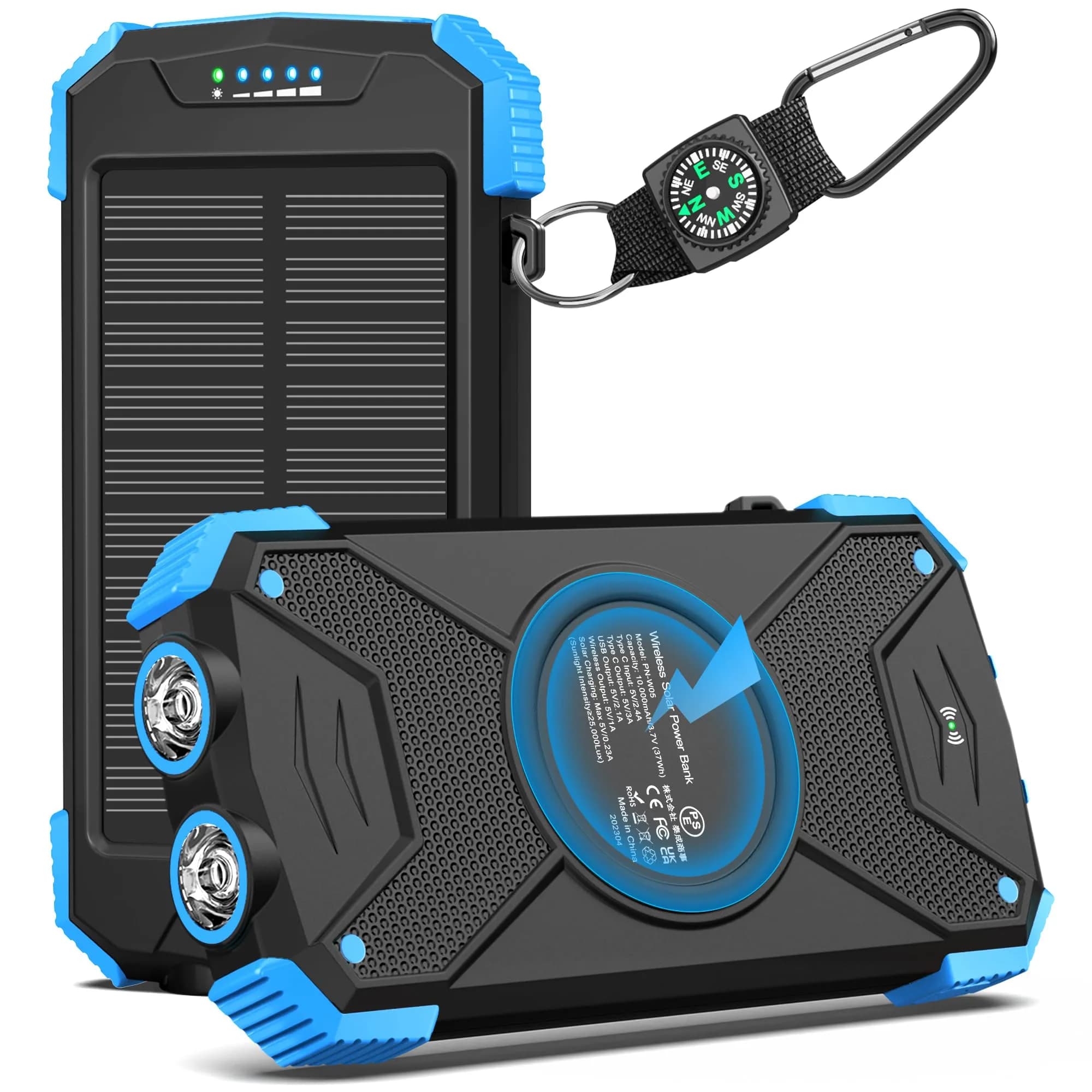BLAVOR Solar Power Bank 10,000mAh Portable Wireless Charger for Cell Phones | 20W Fast Charging, Waterproof & Shockproof