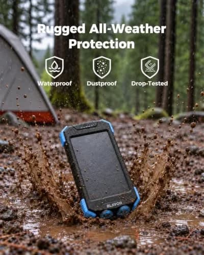 BLAVOR Solar Power Bank 10,000mAh Portable Wireless Charger for Cell Phones | 20W Fast Charging, Waterproof & Shockproof thumbnail 5