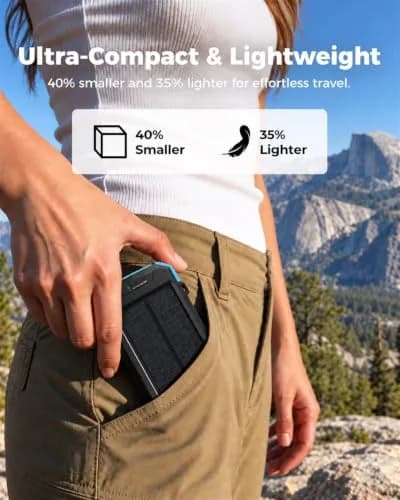 BLAVOR Solar Power Bank 10,000mAh Portable Wireless Charger for Cell Phones | 20W Fast Charging, Waterproof & Shockproof thumbnail 3