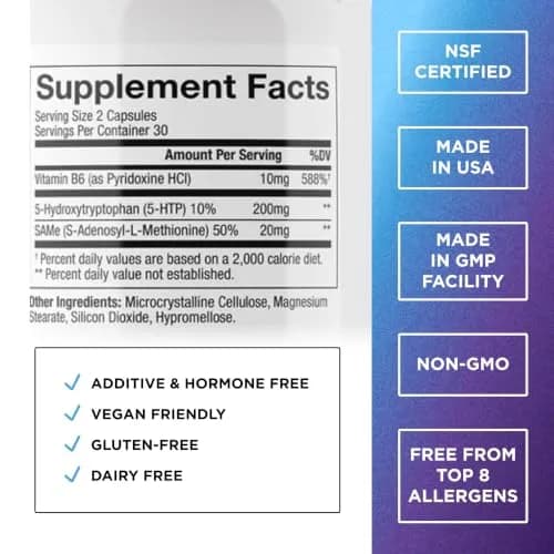 Dr. Emil 200MG 5-HTP Plus, Mood & Sleep, L-Tryptophan, B6, SAM-e, 60 Count | Supports Sleep & Mood thumbnail 2
