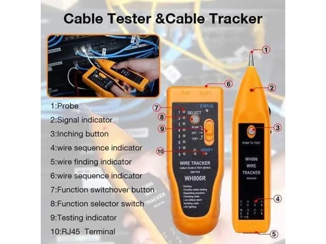 iMBAPrice WH806R Network Cable Tester & Wire Tracker with Probe & Earphone, RJ45 RJ11 Cat5 Cat6 Ethernet LAN Phone Cables (1-Pack) thumbnail 7