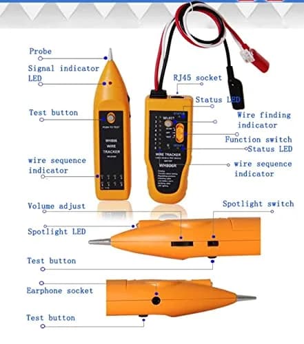 iMBAPrice WH806R Network Cable Tester & Wire Tracker with Probe & Earphone, RJ45 RJ11 Cat5 Cat6 Ethernet LAN Phone Cables (1-Pack) thumbnail 3
