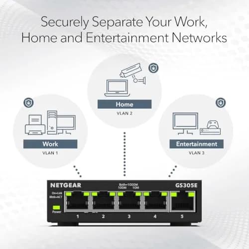 NETGEAR 5-Port Gigabit Ethernet Easy Smart Managed Network Switch (GS305E) | 1000 Mbps Ports, Metal Case thumbnail 3